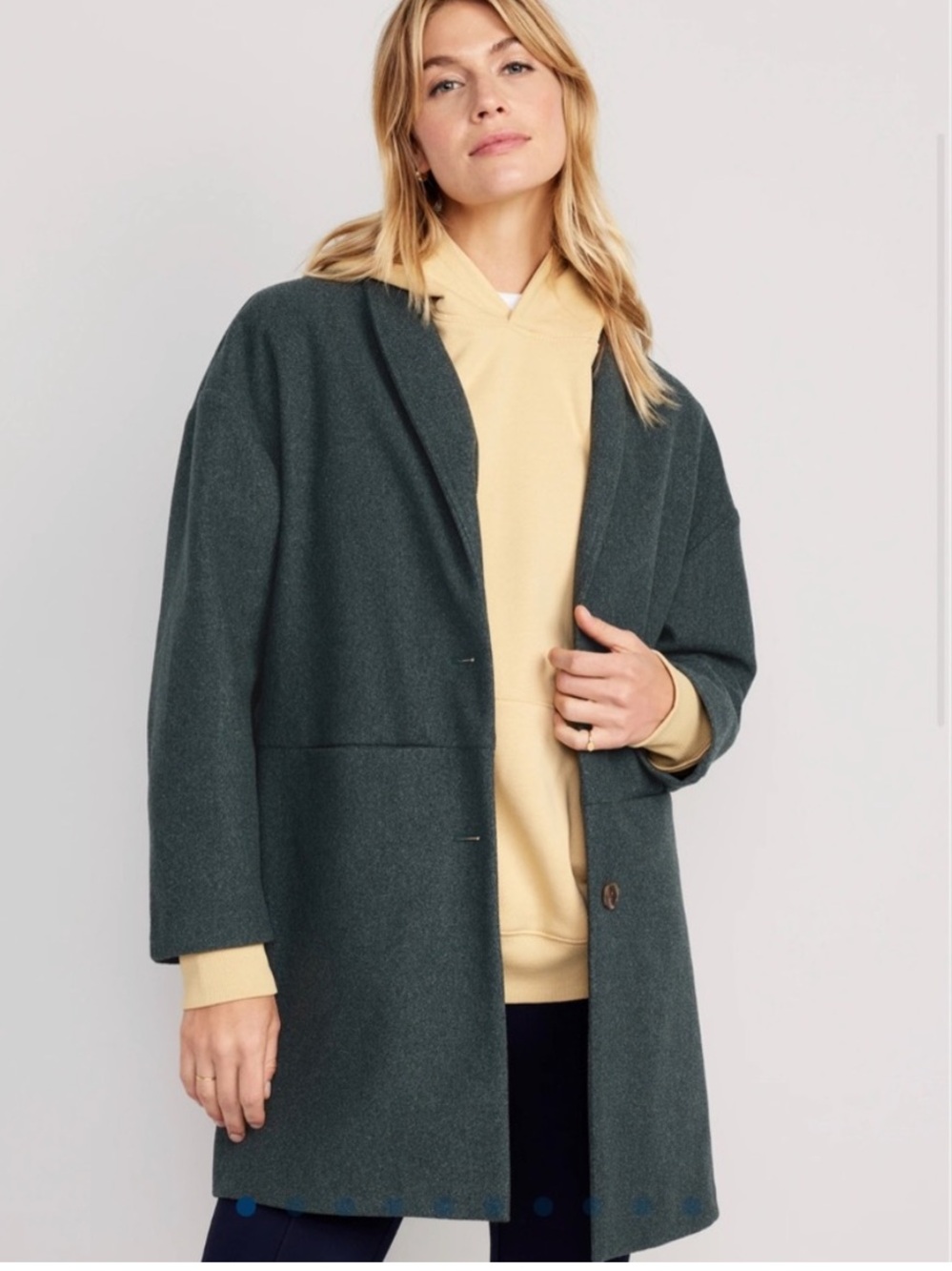 Old Navy Long-Line Cardigan Coat 
Open‎ Front Wool Coatigan NWT Dark Teal Medium